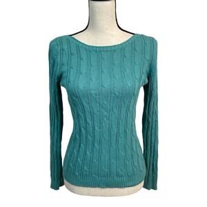 W Wear Made in Italy Jade Cotton Cable Knit Boat Neck Sweater Size Small